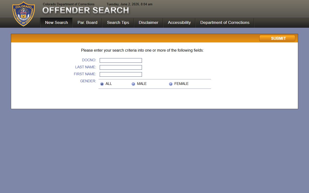 CDOC offender search for Rio Blanco County state-prison inmate lookup